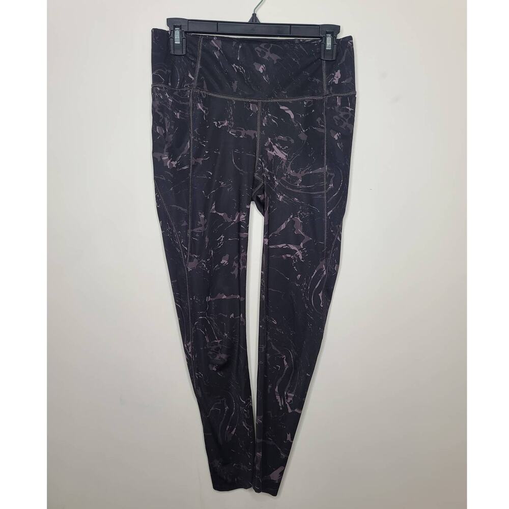 Athleta black grey marble print leggings with pockets - XS